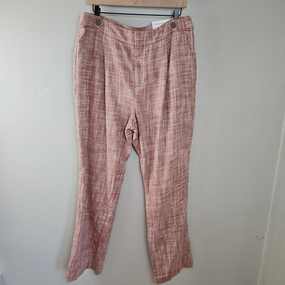 NEW Christopher & Bank‎ High Rise Trouser Sz 14 Woven Ivory Rust Pants NWT